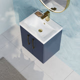 Modern Splash 500mm Midnight Blue 2 Door Wall Hung Vanity Unit With Mid-Edge Basin