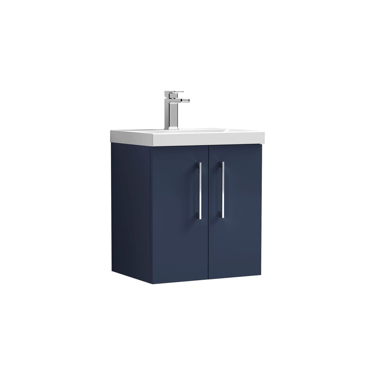 Modern Splash 500mm Midnight Blue 2 Door Wall Hung Vanity Unit With Thin Edge Basin