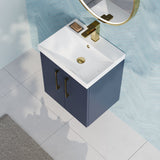 Modern Splash 500mm Midnight Blue 2 Door Wall Hung Vanity Unit With Thin Edge Basin