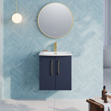 Modern Splash 500mm Midnight Blue 2 Door Wall Hung Vanity Unit With Curved Basin