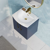 Modern Splash 500mm Midnight Blue 2 Door Wall Hung Vanity Unit With Curved Basin