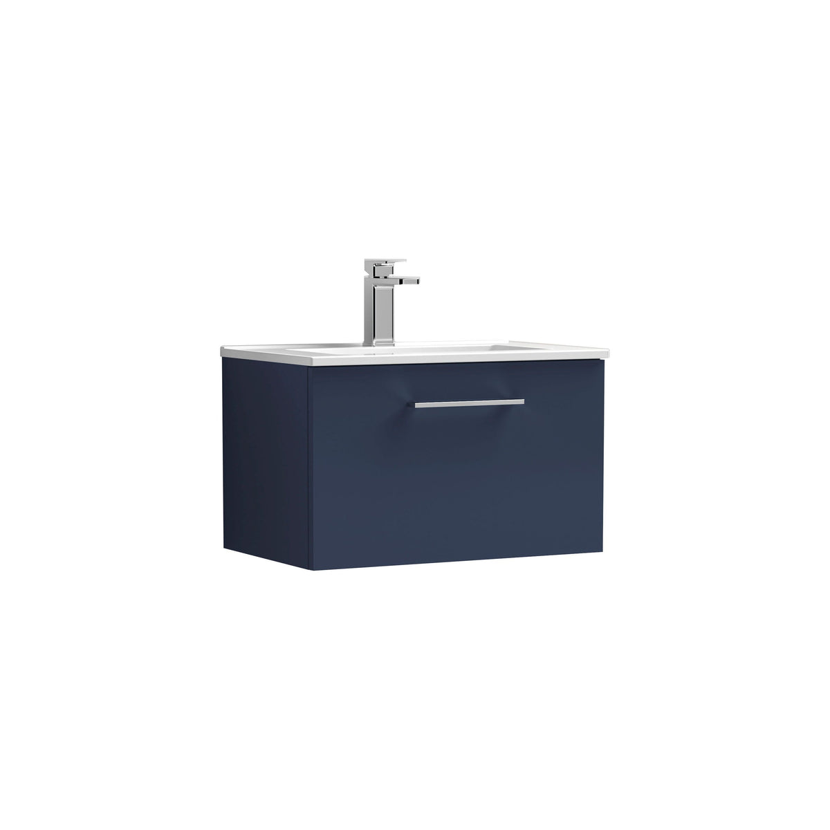 Modern Splash 600mm Midnight Blue 1 Drawer Wall Hung Vanity Unit With Minimalist Basin