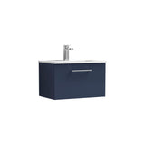 Modern Splash 600mm Midnight Blue 1 Drawer Wall Hung Vanity Unit With Minimalist Basin
