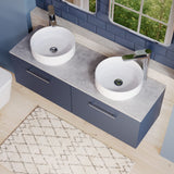 Modern Splash 1200mm  Midnight Blue 2 Drawer Wall Hung  Vanity Unit With Bellato Grey Worktop