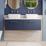 Modern Splash 1200mm Midnight Blue 2 Drawer Wall Hung Vanity With Carrara Laminate Worktop