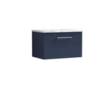 Modern Splash 600mm Midnight Blue 1 Drawer Wall Hung Vanity Unit With Carrara Laminate Worktop