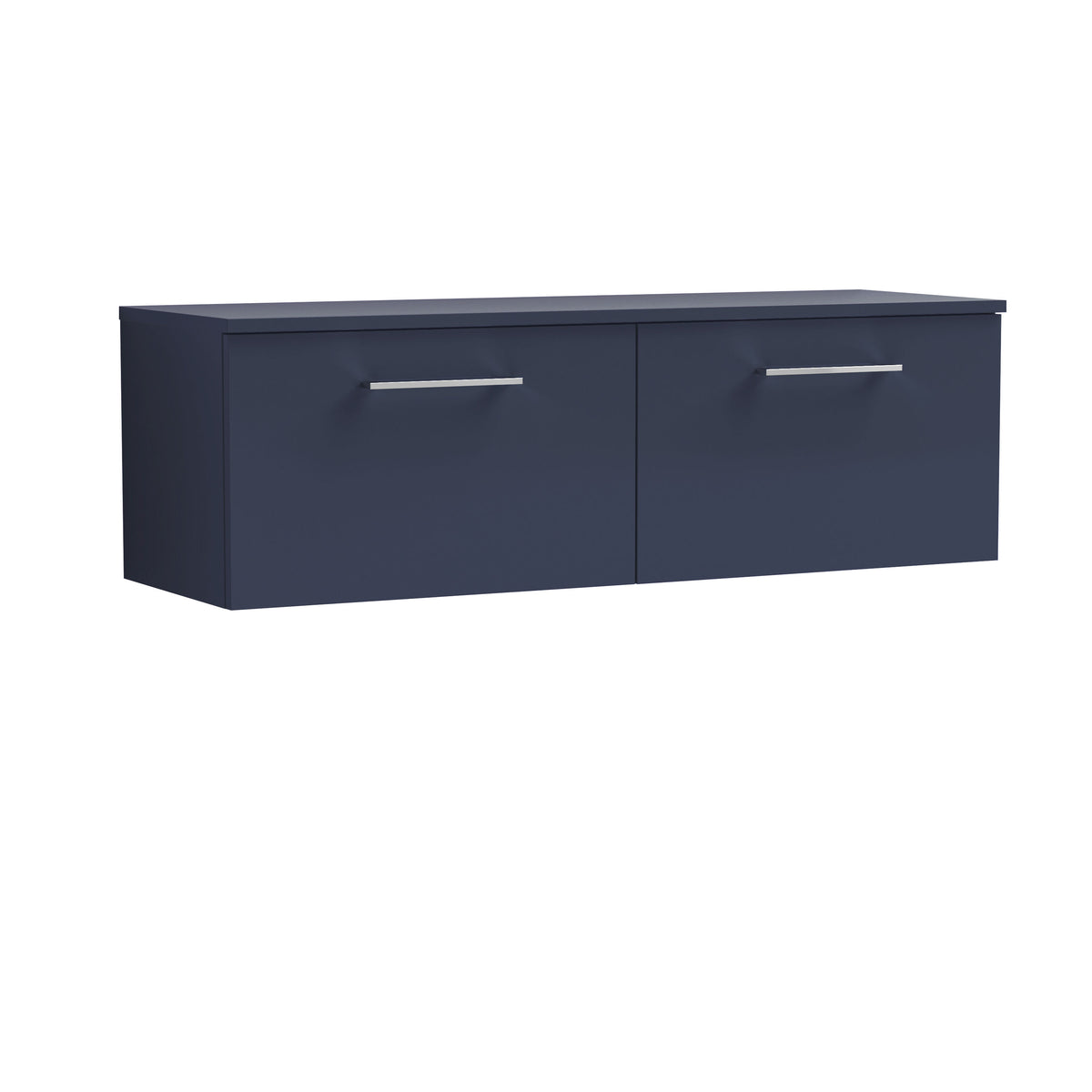 Modern Splash 1200mm Midnight Blue 2 Drawer Wall Hung Vanity Unit With Co-ordinating Worktop