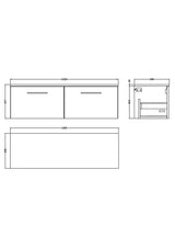 Modern Splash 1200mm Midnight Blue 2 Drawer Wall Hung Vanity Unit With Co-ordinating Worktop