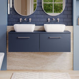 Modern Splash 1200mm Midnight Blue 2 Drawer Wall Hung Vanity Unit With Co-ordinating Worktop