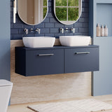 Modern Splash 1200mm Midnight Blue 2 Drawer Wall Hung Vanity Unit With Co-ordinating Worktop