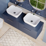 Modern Splash 1200mm Midnight Blue 2 Drawer Wall Hung Vanity Unit With Co-ordinating Worktop