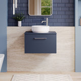 Modern Splash 600mm Midnight Blue 1 Drawer Wall Hung Vanity Unit With Co-ordinating Worktop