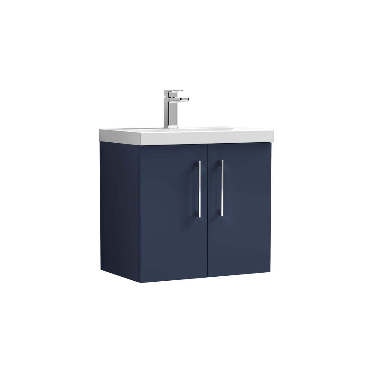 Modern Splash 600mm Midnight Blue 2 Door Wall Hung Vanity Unit With Mid-Edge Basin