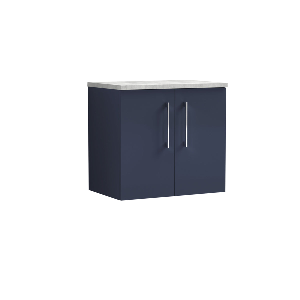 Modern Splash 600mm Midnight Blue  2 Door Wall Hung Vanity Unit With Bellato Grey Worktop