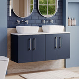 Modern Splash 1200mm Midnight Blue Wall Hung Vanity With Carrara Laminate Worktop