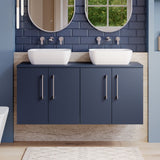 Modern Splash 1200mm Midnight Blue  2 Door Wall Hung Vanity Unit With Co-ordinating Worktop