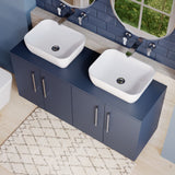 Modern Splash 1200mm Midnight Blue  2 Door Wall Hung Vanity Unit With Co-ordinating Worktop