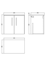 Modern Splash 600mm Midnight Blue 2 Door Wall Hung Vanity Unit With Co-ordinating Worktop