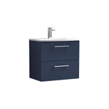 Modern Splash 600mm Midnight Blue 2 Drawer Wall Hung Vanity Unit With Curved Basin