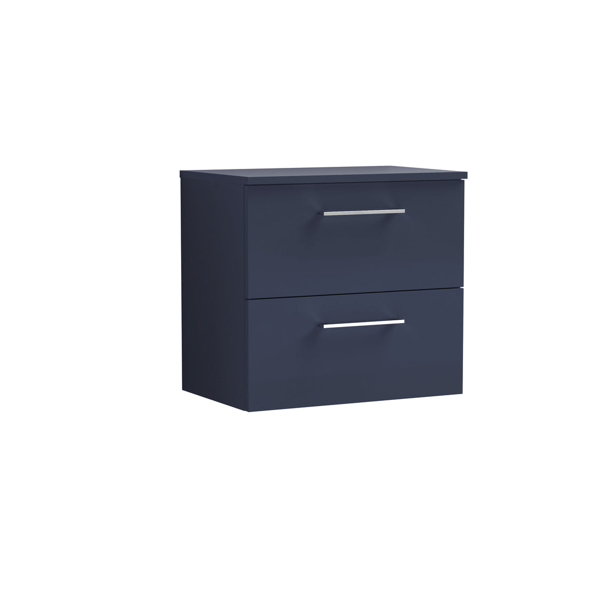 Modern Splash 600mm Midnight Blue 2 Drawer Wall Hung Vanity Unit With Co-ordinating Worktop