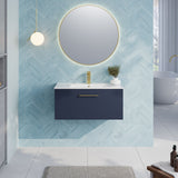 Modern Splash 800mm Midnight Blue 1 Drawer Wall Hung Vanity Unit With Minimalist Basin