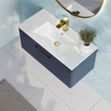 Modern Splash 800mm Midnight Blue 1 Drawer Wall Hung Vanity Unit With Minimalist Basin