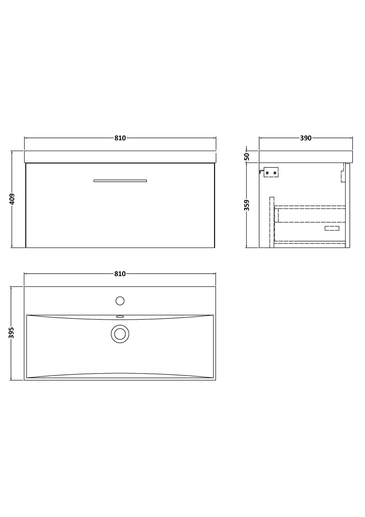 Modern Splash 800mm Midnight Blue 1 Drawer Wall Hung Vanity Unit With Thin Edge Basin