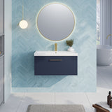 Modern Splash 800mm Midnight Blue 1 Drawer Wall Hung Vanity Unit With Thin Edge Basin