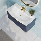 Modern Splash 800mm Midnight Blue 1 Drawer Wall Hung Vanity Unit With Curved Basin