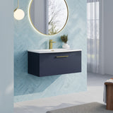 Modern Splash 800mm Midnight Blue 1 Drawer Wall Hung Vanity Unit With Curved Basin