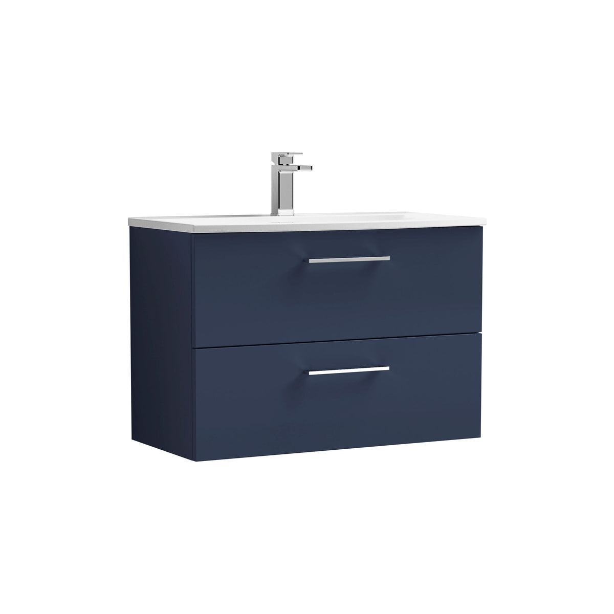 Modern Splash 800mm Midnight Blue 2 Drawer Wall Hung Vanity Unit With Curved Basin
