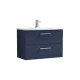 Modern Splash 800mm Midnight Blue 2 Drawer Wall Hung Vanity Unit With Curved Basin