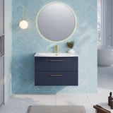 Modern Splash 800mm Midnight Blue 2 Drawer Wall Hung Vanity Unit With Curved Basin