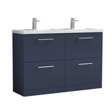 Modern Splash 1200mm Midnight Blue 4 Drawer Floor Standing Vanity Unit With 2 Tap Hole Polymarble basin