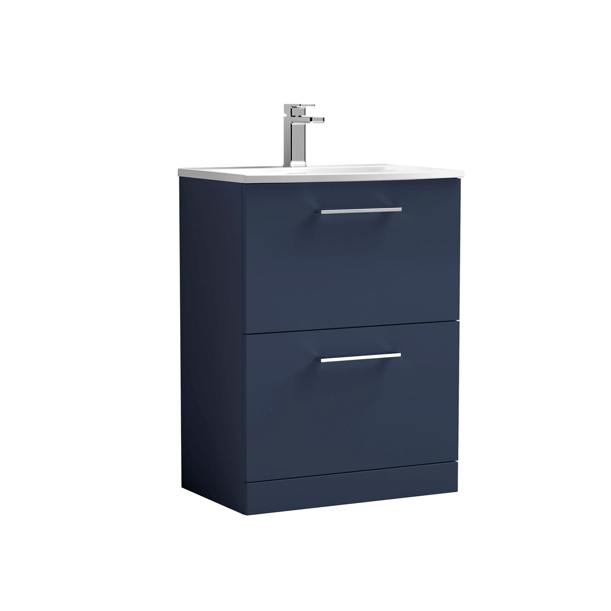 Modern Splash 600mm Midnight Blue 2 Drawer Floor Standing Vanity Unit With Curved Basin