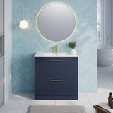 Modern Splash 800mm Midnight Blue 2 Drawer Floor Standing Vanity Unit With Minimalist Basin