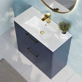 Modern Splash 800mm Midnight Blue 2 Drawer Floor Standing Vanity Unit With Minimalist Basin