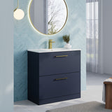 Modern Splash 800mm Midnight Blue 2 Drawer Floor Standing Vanity Unit With Minimalist Basin