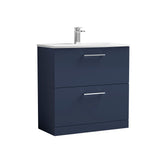 Modern Splash 800mm Midnight Blue 2 Drawer Floor Standing Vanity Unit With Curved Basin