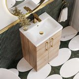 Modern Splash 500mm Bleached Oak 2 Door Floor Standing Vanity Unit With Mid-Edge Basin