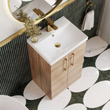 Modern Splash 500mm Bleached Oak 2 Door Floor Standing Vanity Unit With Thin Edge Basin