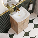 Modern Splash 500mm Bleached Oak 2 Door Floor Standing Vanity Unit With Curved Basin