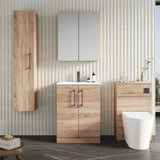 Modern Splash 600mm Bleached Oak 2 Door Floor Standing Vanity Unit With Minimalist Basin