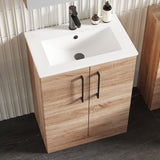 Modern Splash 600mm Bleached Oak 2 Door Floor Standing Vanity Unit With Minimalist Basin