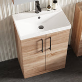 Modern Splash 600mm Bleached Oak 2 Door Floor Standing Vanity Unit With Thin Edge Basin