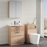 Modern Splash 600mm Bleached Oak 2 Door Floor Standing Vanity Unit With Curved Basin