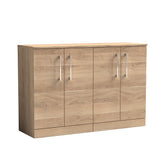 Modern Splash 1200mm Bleached Oak 4 Door Floor Standing Vanity Unit With Co-ordinating Worktop