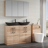 Modern Splash 1200mm Bleached Oak 4 Door Floor Standing Vanity Unit With Co-ordinating Worktop