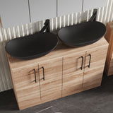 Modern Splash 1200mm Bleached Oak 4 Door Floor Standing Vanity Unit With Co-ordinating Worktop