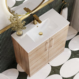 Modern Splash 800mm Bleached Oak 2 Door Floor Standing Vanity Unit With Minimalist Basin